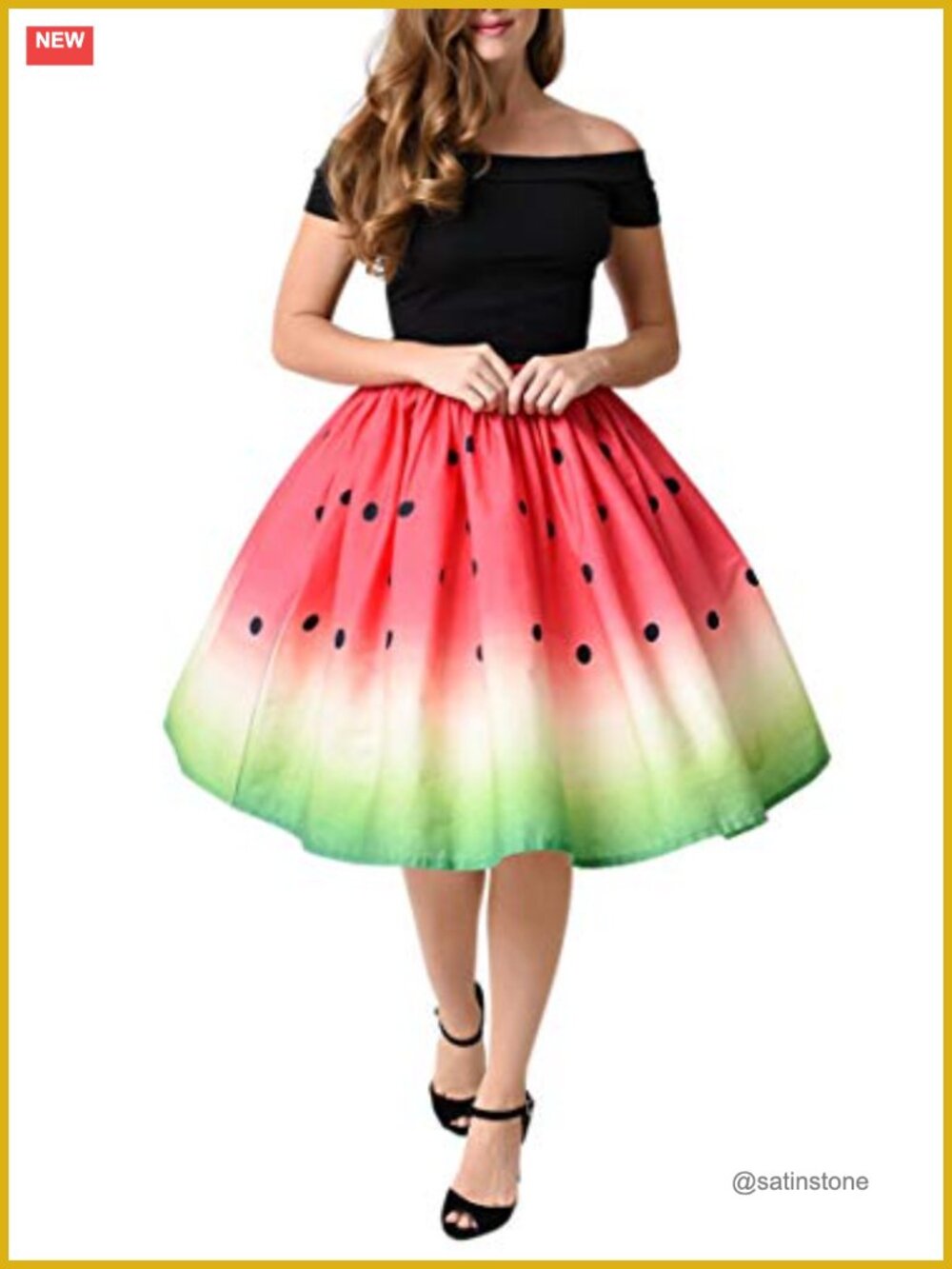 Women's Pleated High Waist A-Line Vintage Midi Skirt Skater
